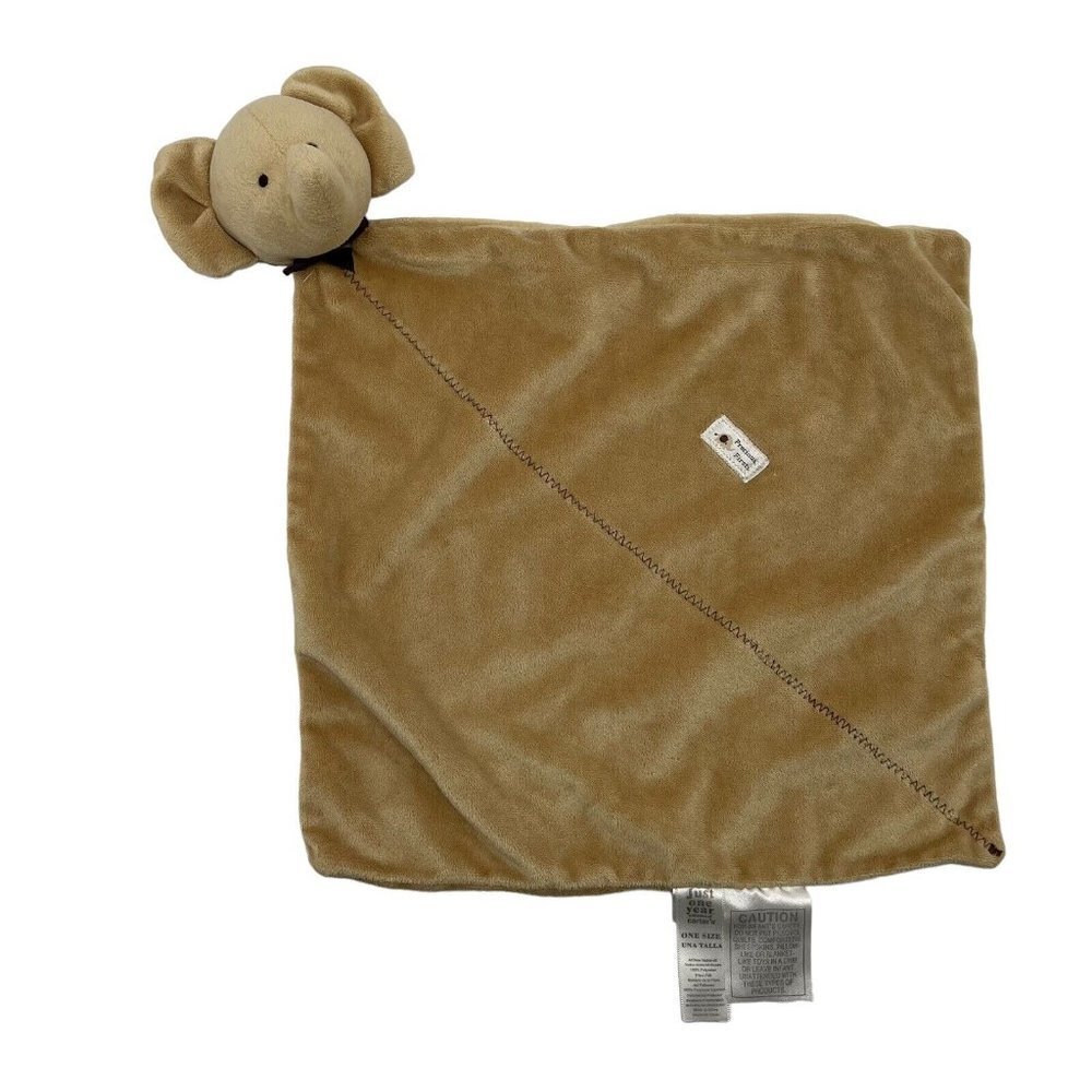 Precious Firsts Just One Year Carters Plush Elephant Blanket Lovey Rattle Tan